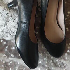 Classic Black PU Leather Kitten Heels